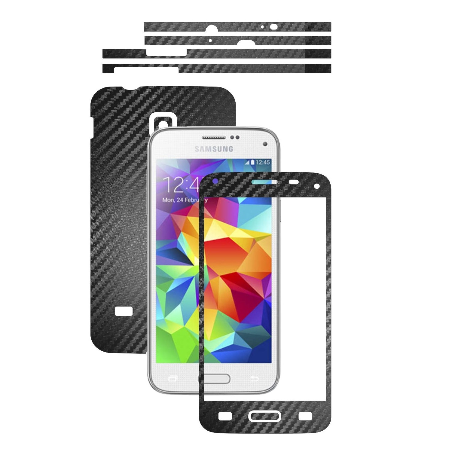 Folie de protectie Carbon Skinz, Husa de tip Skin Adeziv pentru Carcasa, Carbon Negru dedicata Samsung Galaxy S5 Mini