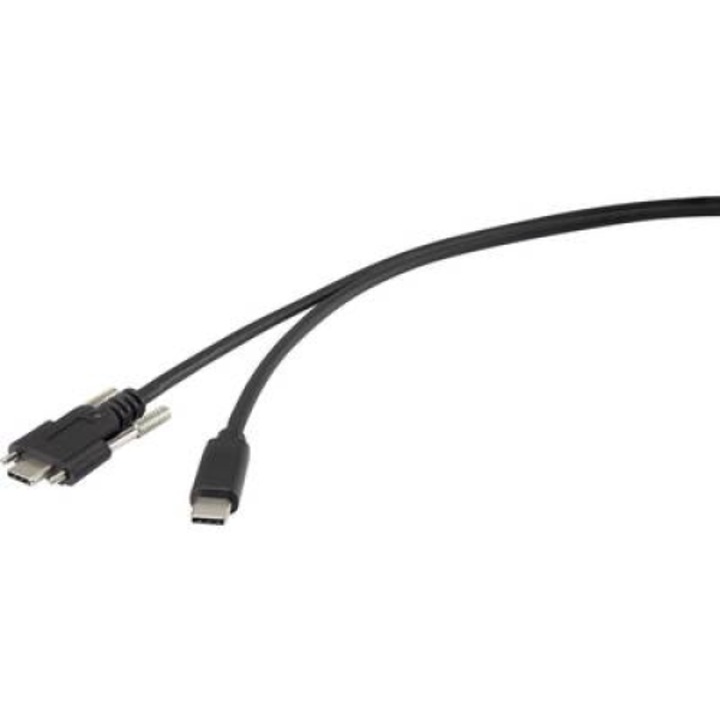 Renkforce USB 3.0 свързващ кабел [1x USB-C™ щепсел - 1x USB-C™ щепсел] 1,00 m Черен завинтващ се (RF-3773812)