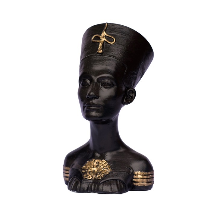 Vaza Nefertiti, negru-auriu, pentru interior, 28x18x18 cm