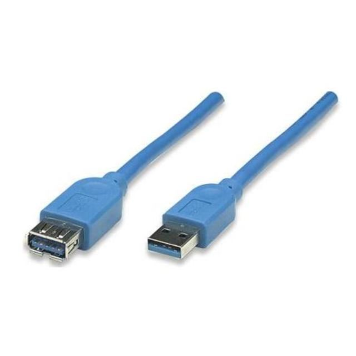 Cablu de date, Manhattan, Tip USB 3.0, Albastru, 1.8m