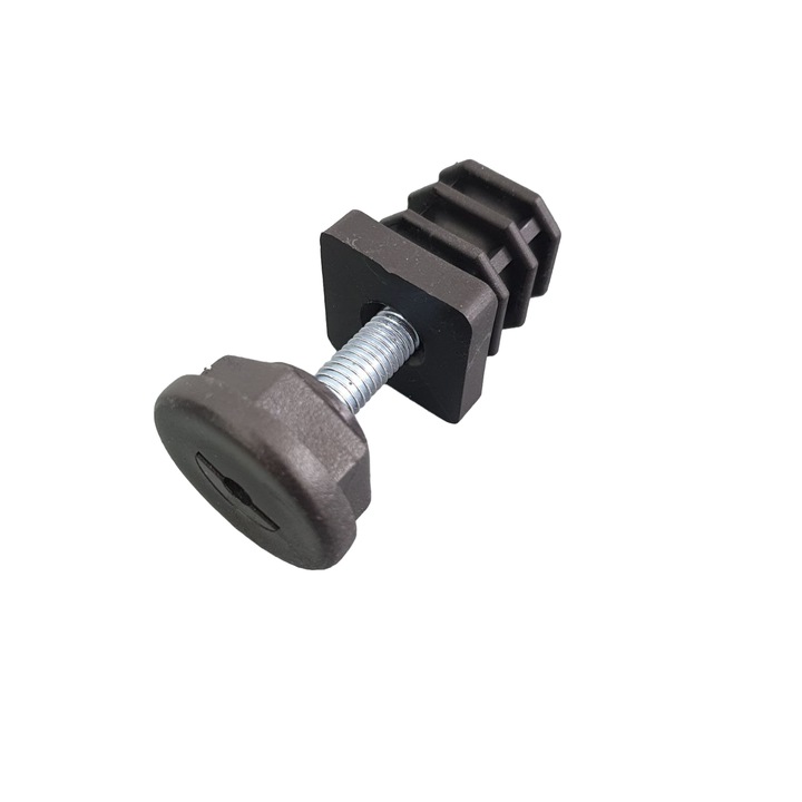 Set 4 capace reglabile, profil exterior 25x25mm, cu picior M8 H30 mm (picior profil / bara / teava)