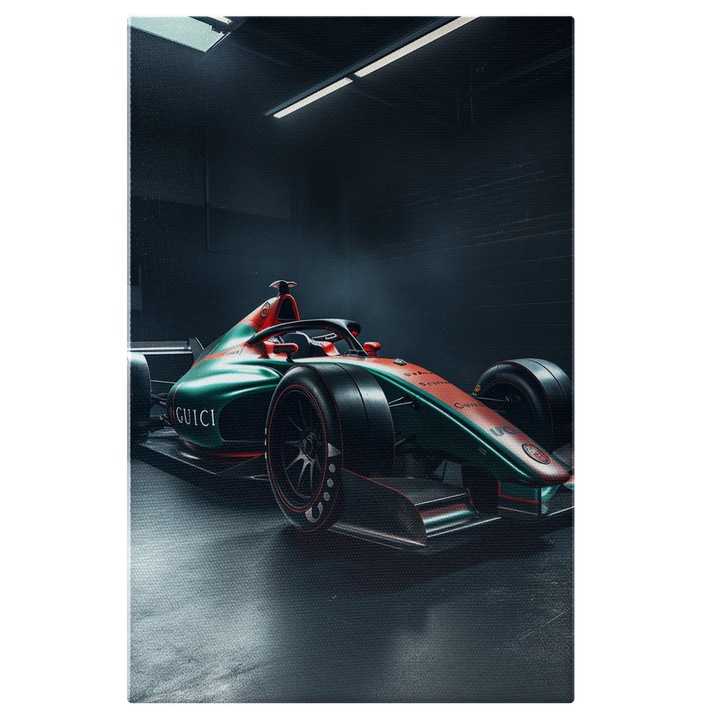 Tablou Canvas Masina Verde Rosu Sport DE Curse In In Studio De Poze, Fundal Negru, Iubitorii DE Masini Sport, 25x40 cm, Multicolor, Iubitorii DE Masini Sport, 25x40 cm, Multicolor