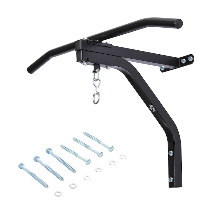 Suport pentru saci de box cu bara de tragere, Homcom, Otel, 130 kg, 93x47x51cm, Negru