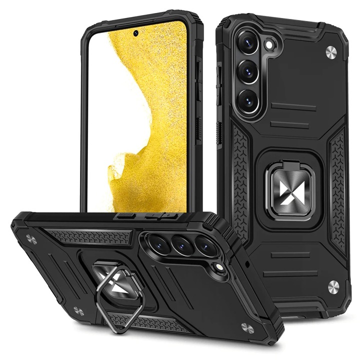 Carcasa Wozinsky Ring Armor compatibila cu Samsung Galaxy S23, Functie magnetica, Black