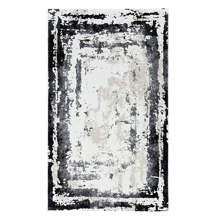 Modern és elegáns Rose 897 szőnyeg, fekete, 60 x 130 cm