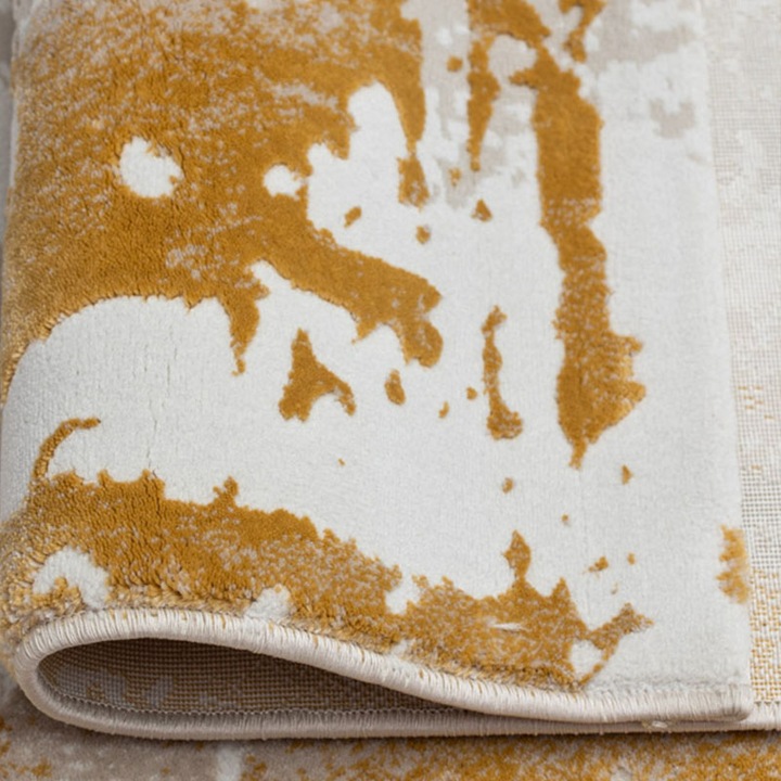 Modern és elegáns szőnyeg Rose, 36897A, bézs/mustár, szegéllyel, 150 x 230 cm