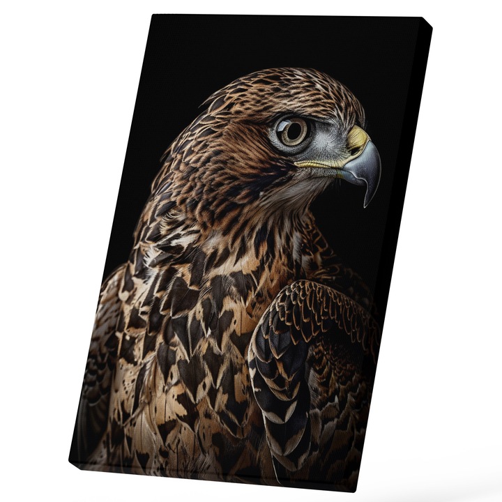 Tablou Canvas Cu Bufnita Profil In Studio, Animal Nocturn, Iubitorii De Animale Salbatice 25x40 cm, Multicolor