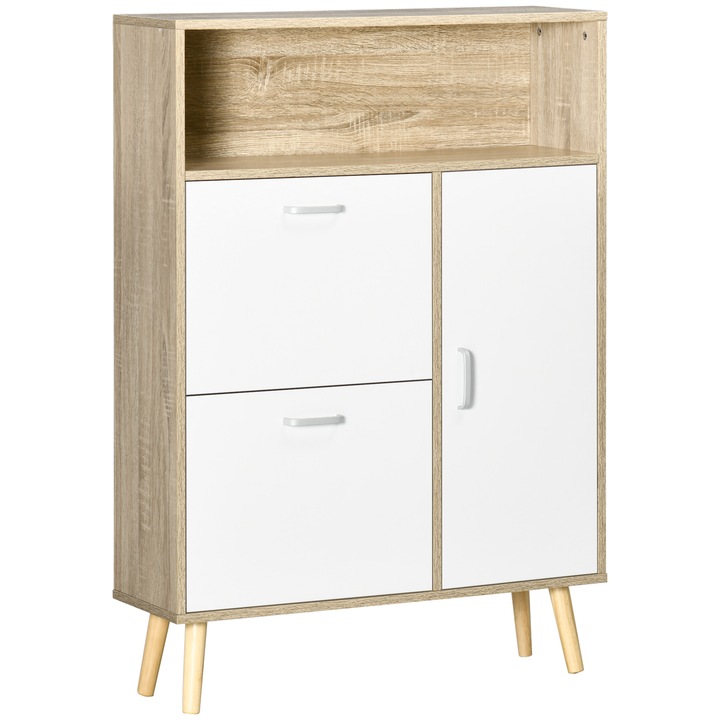 Шкаф за обувки за 8 чифта, HomCom, ПДЧ, 80x25x5x112x5 см, Бял