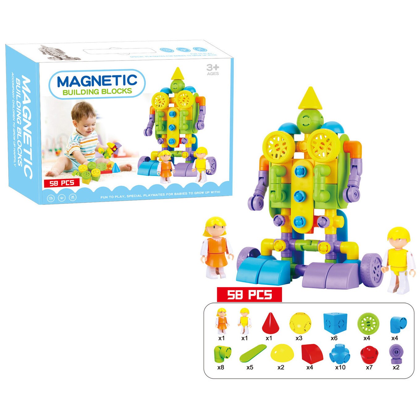 Set De Constructie Pentru Copii, Trifox, Magnetic, Multicolor - EMAG.ro