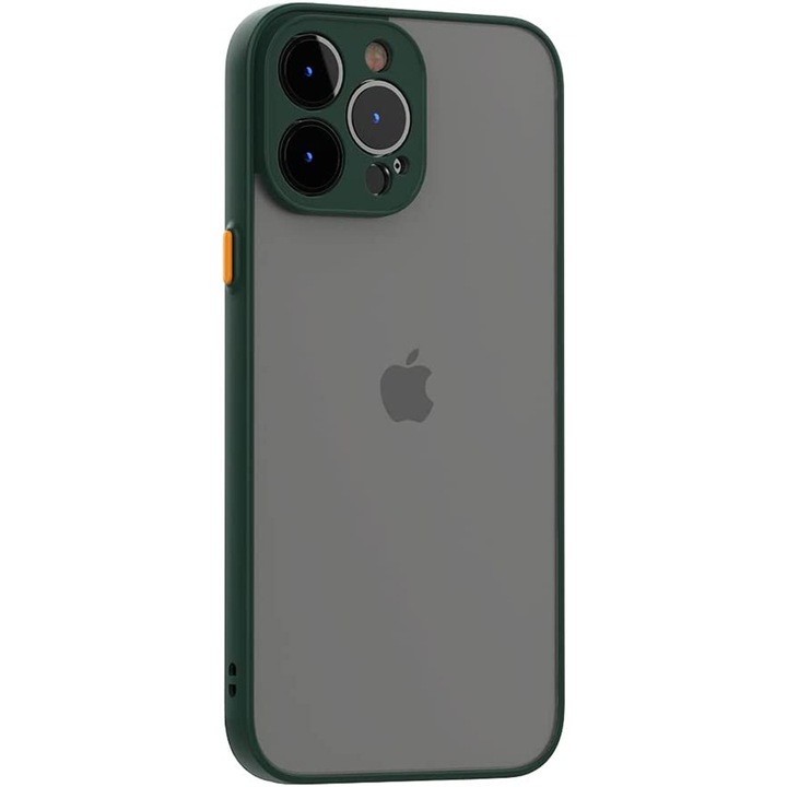 Защитен калъф за Apple iPhone 13 Pro, силиконов TPU, ултра защита, тънък, защита на камерата, модерен опушен дизайн, зелен