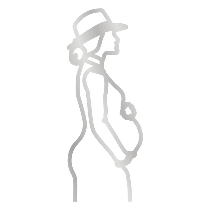 Topper tort Oneline, Graviduta, Inedit Print, Oglinda Argintie, TC949, 6x15 cm