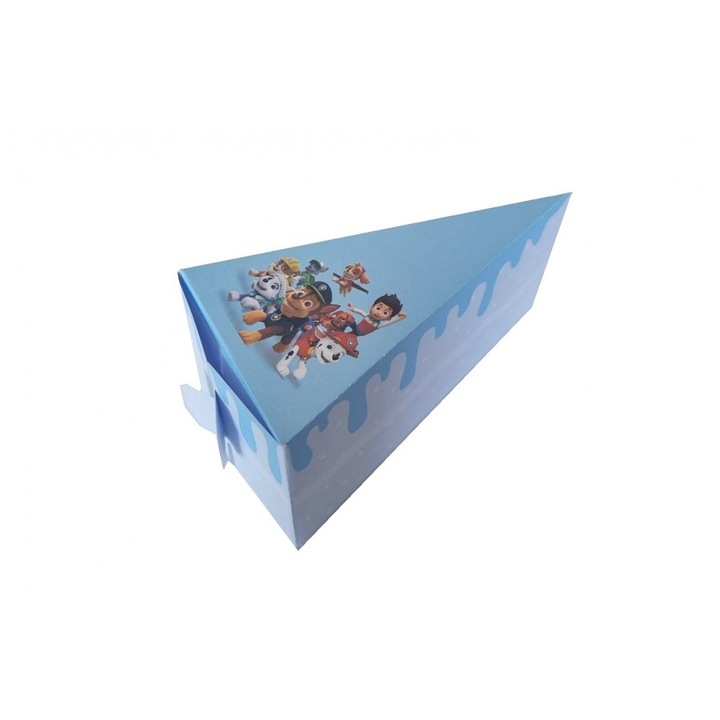 Картонена кутия за торта със синьо кученце патрул, 12 х 7 х 5 см