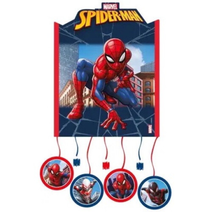 Pinata cu corzi Spiderman Crime Fighter rosu 21 cm x 26 cm