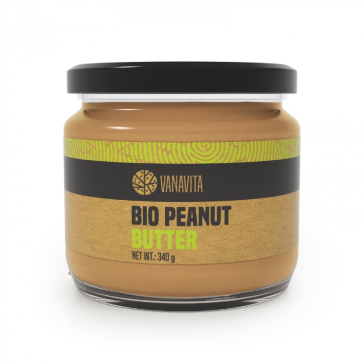 BIO Unt de arahide, GymBeam, 8x340g, fin, 100% arahide BIO, vegan