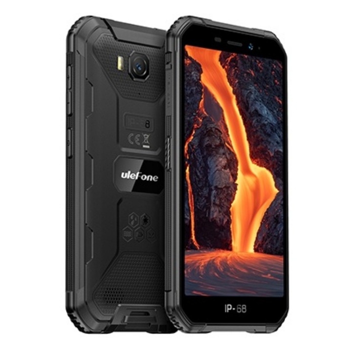 Мобилен телефон Ulefone Armor X6 Pro Black, 4G, IPS 5.0", 4GB RAM, 32GB ROM, Android 12, Helio A22 QuadCore, NFC, Face ID, IP68, 4000mAh