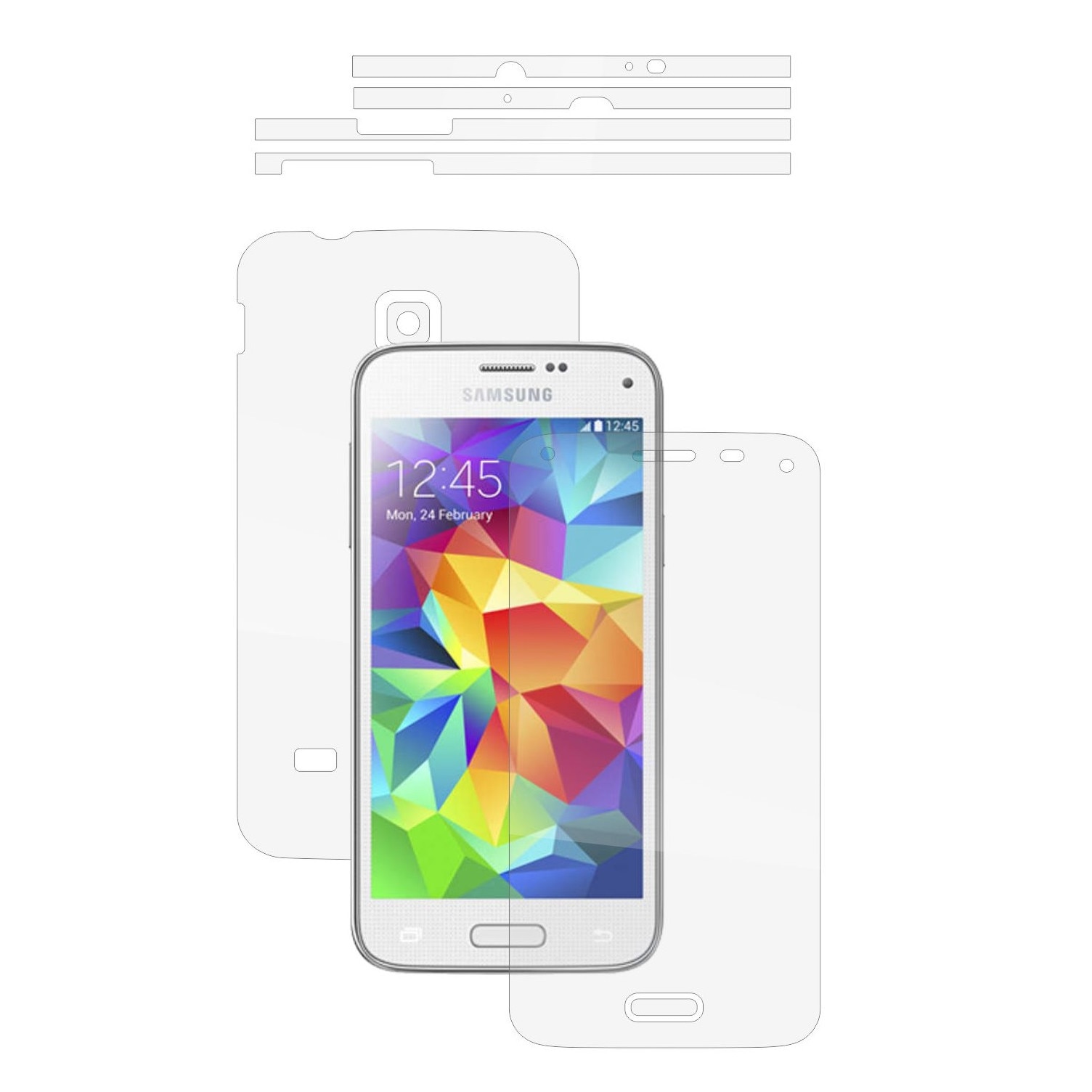 Folie Protectie Full Body Invisible Skinz Ultra-Clear AutoRegeneranta, Husa Transparenta de tip Skin Adeziv pentru Carcasa si Ecran, dedicata Samsung Galaxy S5 Mini