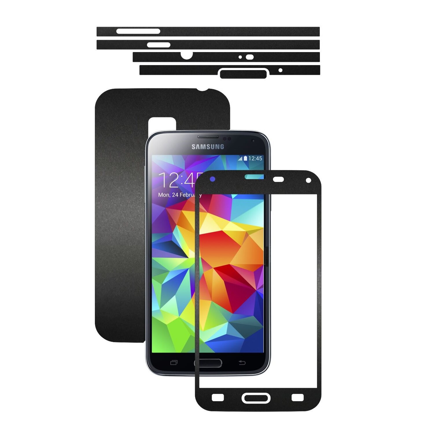 Folie de protectie Carbon Skinz, Husa de tip Skin Adeziv pentru Carcasa, Negru Mat dedicata Samsung Galaxy S5
