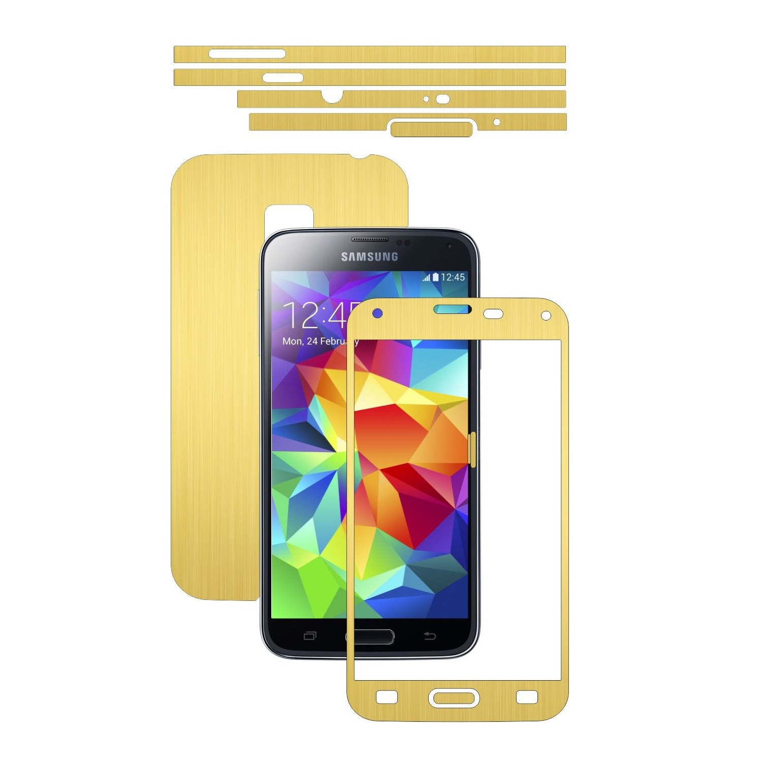 Folie de protectie Carbon Skinz, Husa de tip Skin Adeziv pentru Carcasa, Brushed Auriu dedicata Samsung Galaxy S5