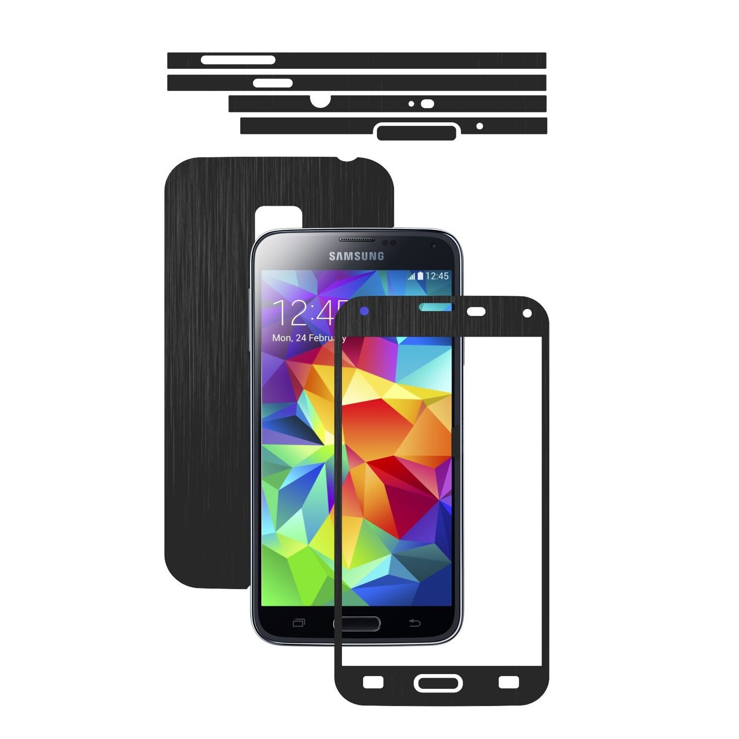 Folie de protectie Carbon Skinz, Husa de tip Skin Adeziv pentru Carcasa, Brushed Negru dedicata Samsung Galaxy S5