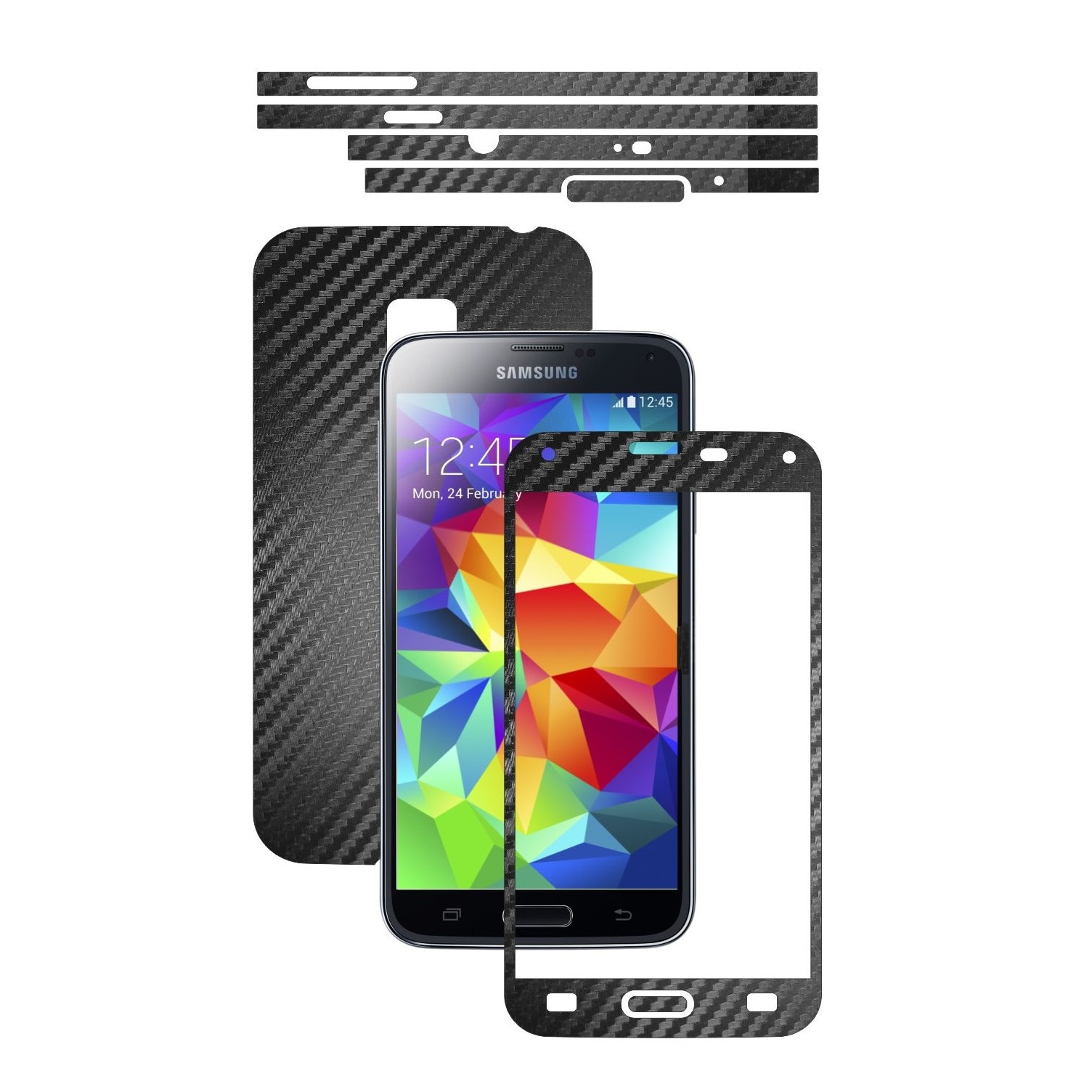 Folie de protectie Carbon Skinz, Husa de tip Skin Adeziv pentru Carcasa, Carbon Negru dedicata Samsung Galaxy S5