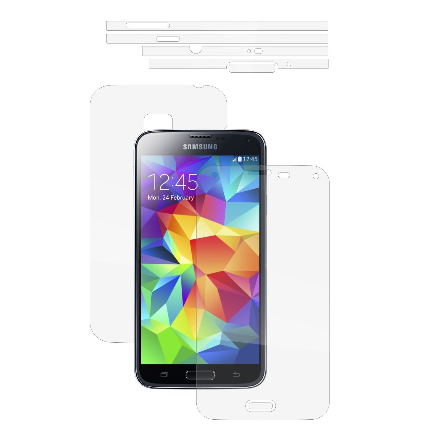 Folie Protectie Full Body Invisible Skinz Ultra-Clear HD, Husa Transparenta de tip Skin Adeziv pentru Carcasa si Ecran, dedicata Samsung Galaxy S5