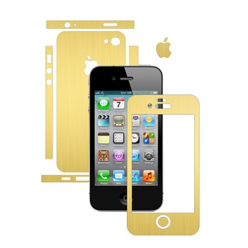 Folie de protectie Carbon Skinz, Husa de tip Skin Adeziv pentru Carcasa, Brushed Auriu dedicata Apple iPhone 4S