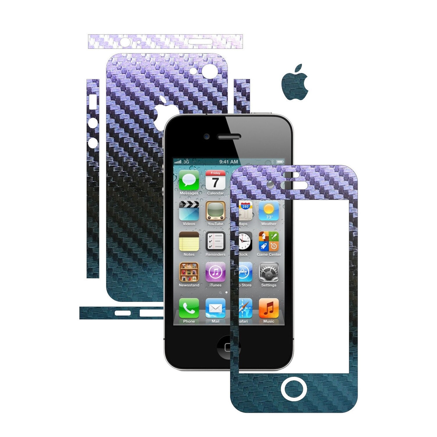 Folie de protectie Carbon Skinz, Husa de tip Skin Adeziv pentru Carcasa, Carbon Cameleon dedicata Apple iPhone 4S