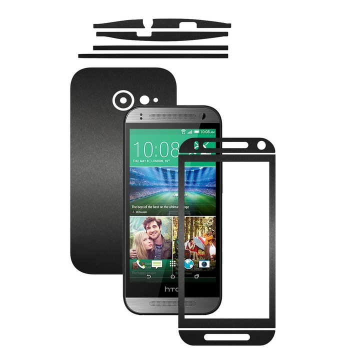 Защитно фолио Carbon Skinz, адхезивно защитно покритие за калъфа, матово черно, предназначено за HTC One Mini 2 M2