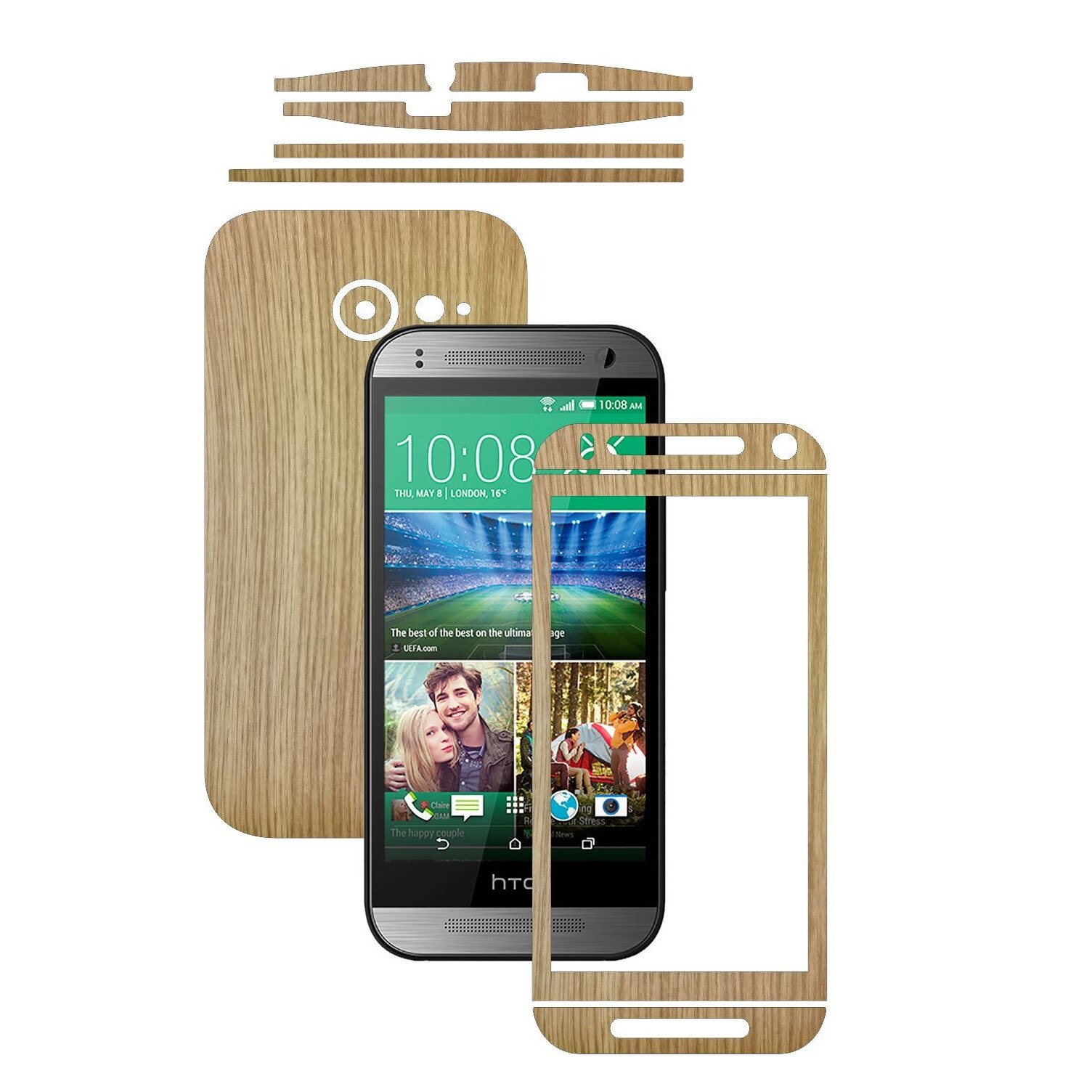 Folie de protectie Carbon Skinz, Husa de tip Skin Adeziv pentru Carcasa, Lemn Stejar dedicata HTC One Mini 2 M2