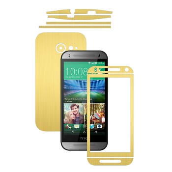 Folie de protectie Carbon Skinz, Husa de tip Skin Adeziv pentru Carcasa, Brushed Auriu dedicata HTC One Mini 2 M2 Folie de protectie Carbon Skinz, Husa de tip Skin Adeziv pentru Carcasa, Brushed Auriu dedicata HTC One Mini 2 M2