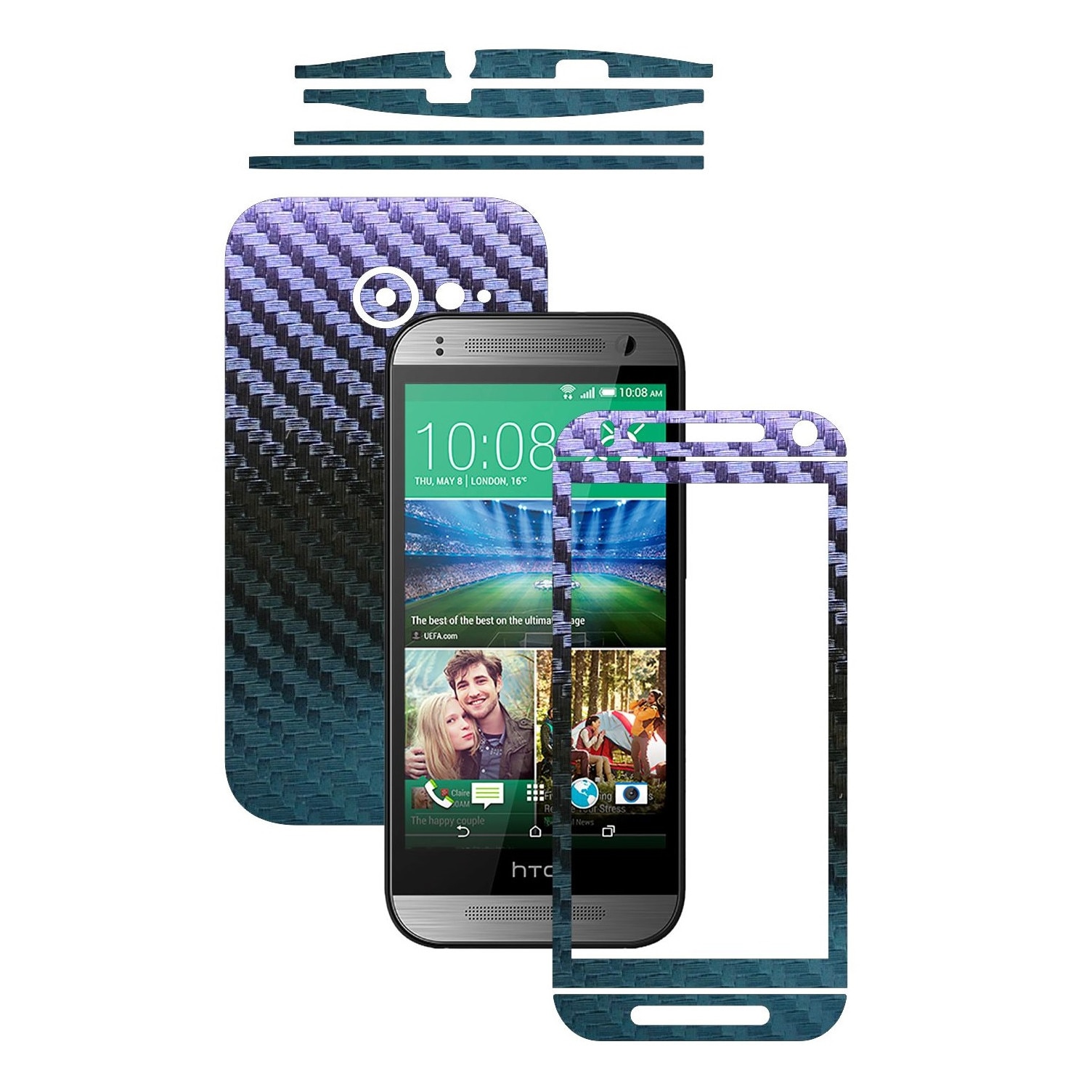 Folie de protectie Carbon Skinz, Husa de tip Skin Adeziv pentru Carcasa, Carbon Cameleon dedicata HTC One Mini 2 M2