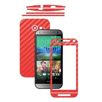Folie de protectie Carbon Skinz, Husa de tip Skin Adeziv pentru Carcasa, Carbon Rosu dedicata HTC One Mini 2 M2 Folie de protectie Carbon Skinz, Husa de tip Skin Adeziv pentru Carcasa, Carbon Rosu dedicata HTC One Mini 2 M2