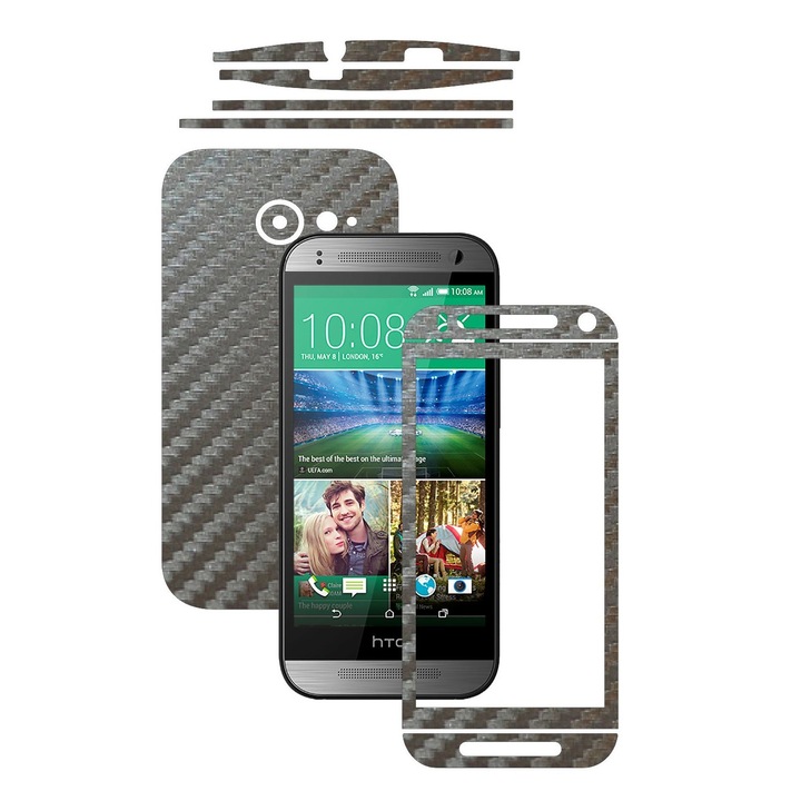 Защитно фолио Carbon Skinz, Adhesive Skin Cover for Case, Carbon Gray Silver, специално предназначен за HTC One Mini 2 M2