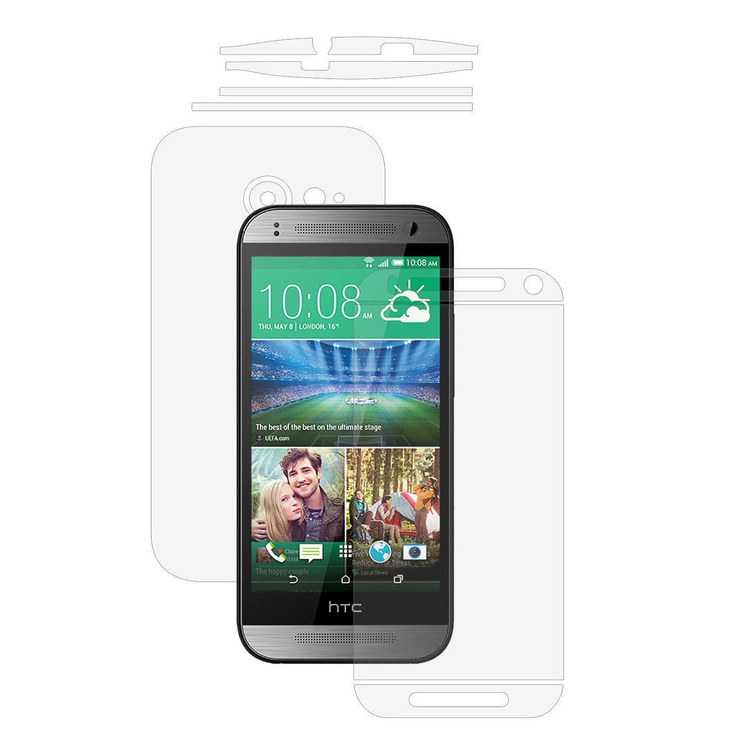 Folie Protectie Full Body Invisible Skinz Ultra-Clear HD, Husa Transparenta de tip Skin Adeziv pentru Carcasa si Ecran, dedicata HTC One Mini 2 M2