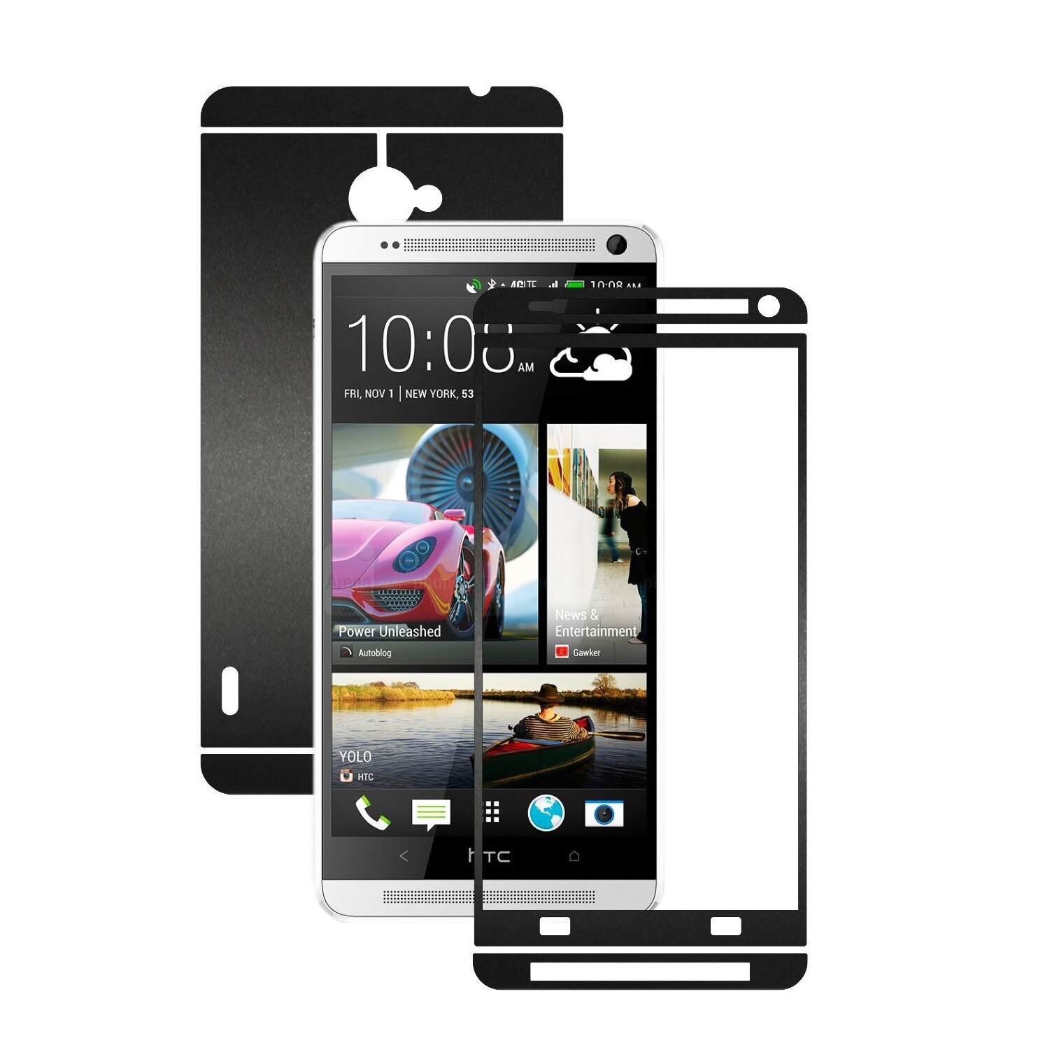 Folie de protectie Carbon Skinz, Husa de tip Skin Adeziv pentru Carcasa, Negru Mat dedicata HTC One Max, Max Dual