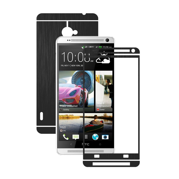 Защитно фолио Carbon Skinz, Адхезивно защитно покритие за калъфа, Brushed Black, предназначено за HTC One Max, Max Dual