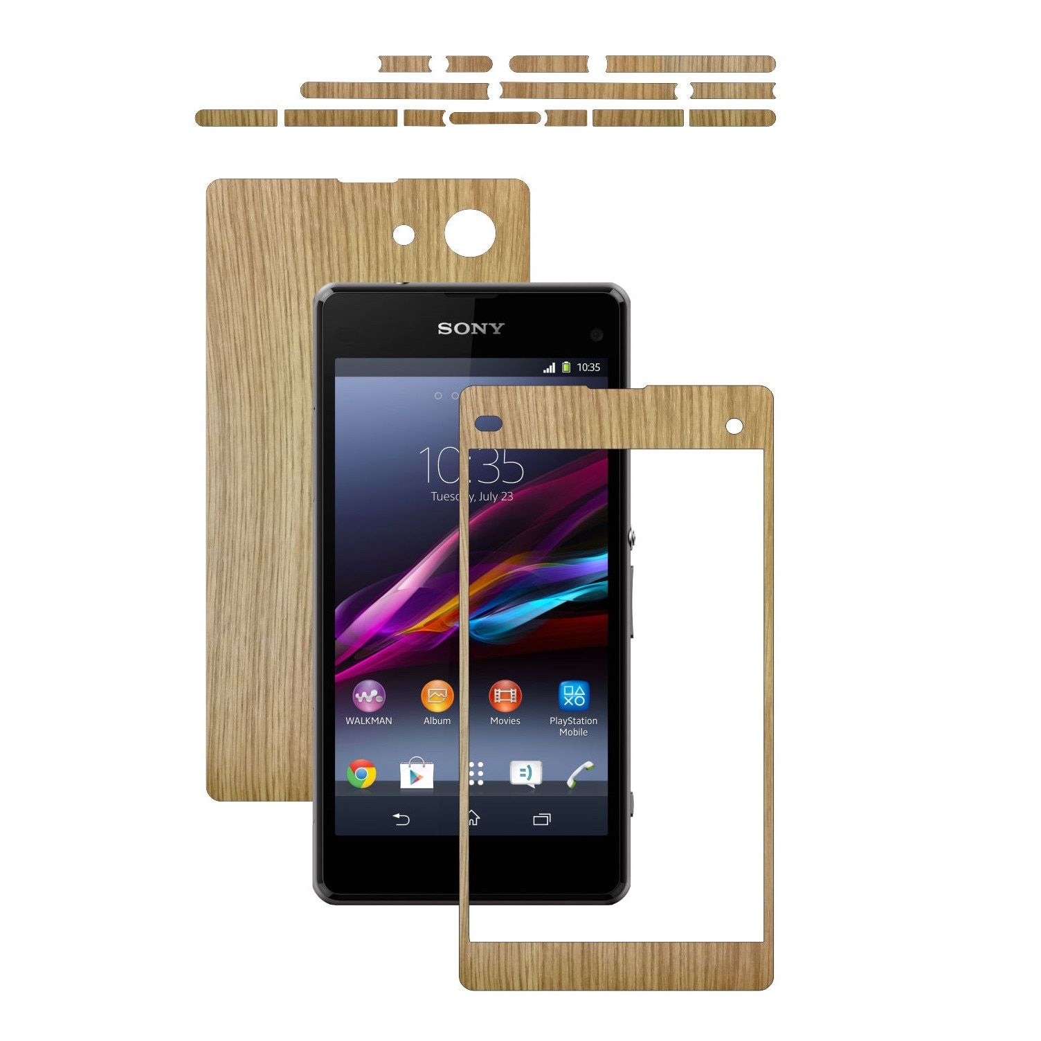 Folie de protectie Carbon Skinz, Husa de tip Skin Adeziv pentru Carcasa, Lemn Stejar dedicata Sony Xperia Z1 Compact