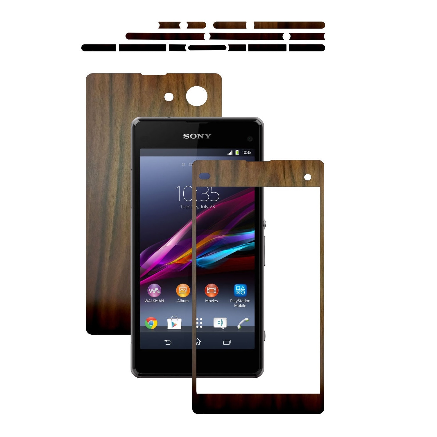 Folie de protectie Carbon Skinz, Husa de tip Skin Adeziv pentru Carcasa, Lemn Nuc Inchis dedicata Sony Xperia Z1 Compact