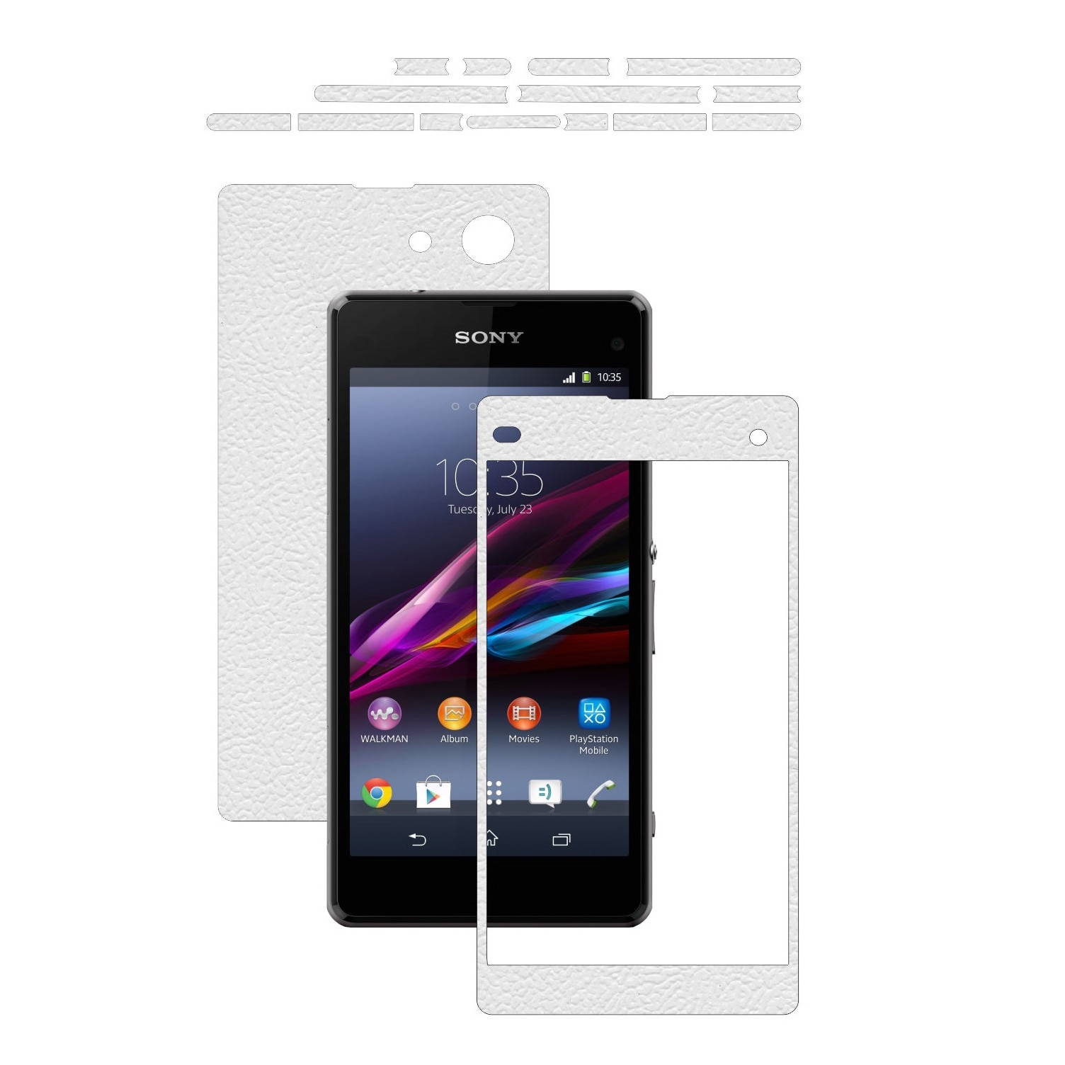 Folie de protectie Carbon Skinz, Husa de tip Skin Adeziv pentru Carcasa, Piele Alba dedicata Sony Xperia Z1 Compact
