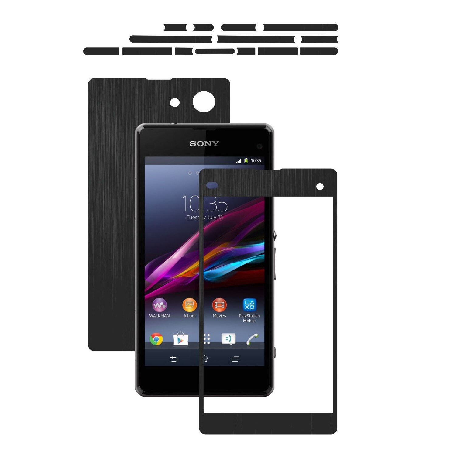 Folie de protectie Carbon Skinz, Husa de tip Skin Adeziv pentru Carcasa, Brushed Negru dedicata Sony Xperia Z1 Compact