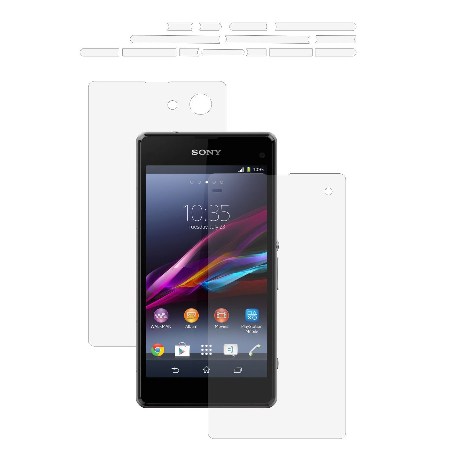 Folie Protectie Full Body Invisible Skinz Ultra-Clear HD, Husa Transparenta de tip Skin Adeziv pentru Carcasa si Ecran, dedicata Sony Xperia Z1 Compact