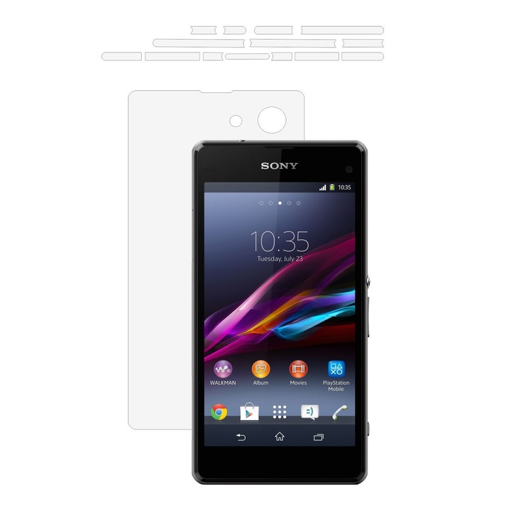 Skinz Ultra-Clear HD Invisible Protection Film, Adhesive Skin Transparent Cover за калъфа и страните, посветен на Sony Xperia Z1 Compact