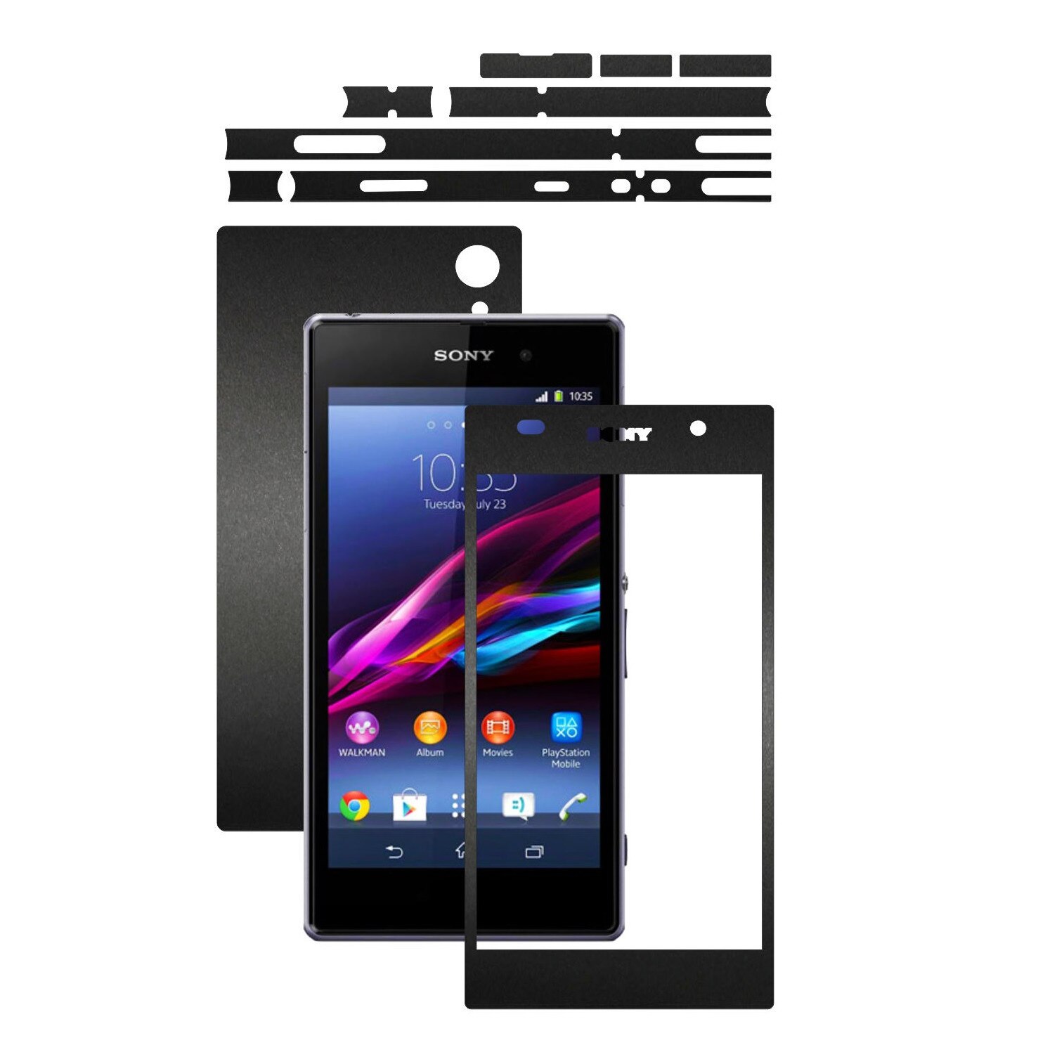 Folie de protectie Carbon Skinz, Husa de tip Skin Adeziv pentru Carcasa, Negru Mat dedicata Sony Xperia Z1