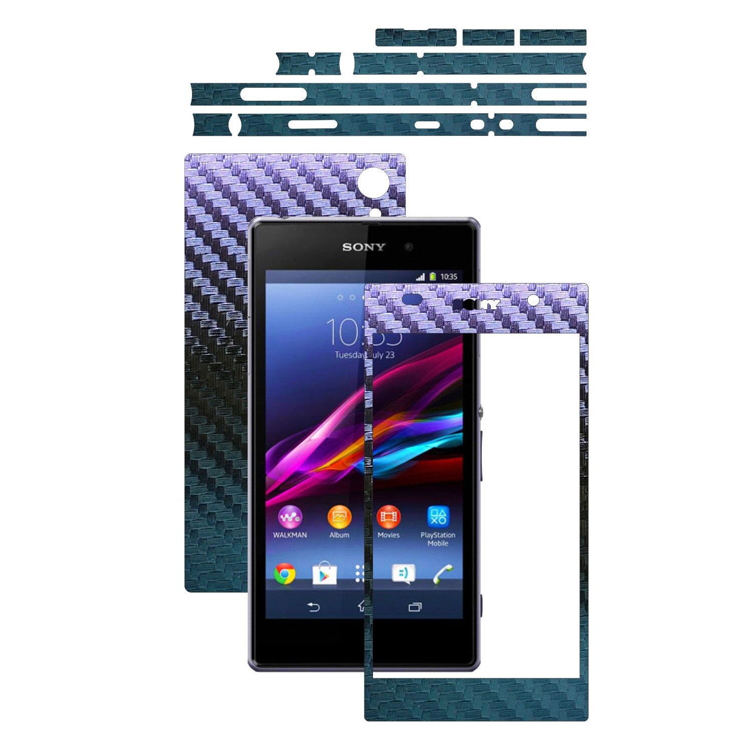 Folie de protectie Carbon Skinz, Husa de tip Skin Adeziv pentru Carcasa, Carbon Cameleon dedicata Sony Xperia Z1