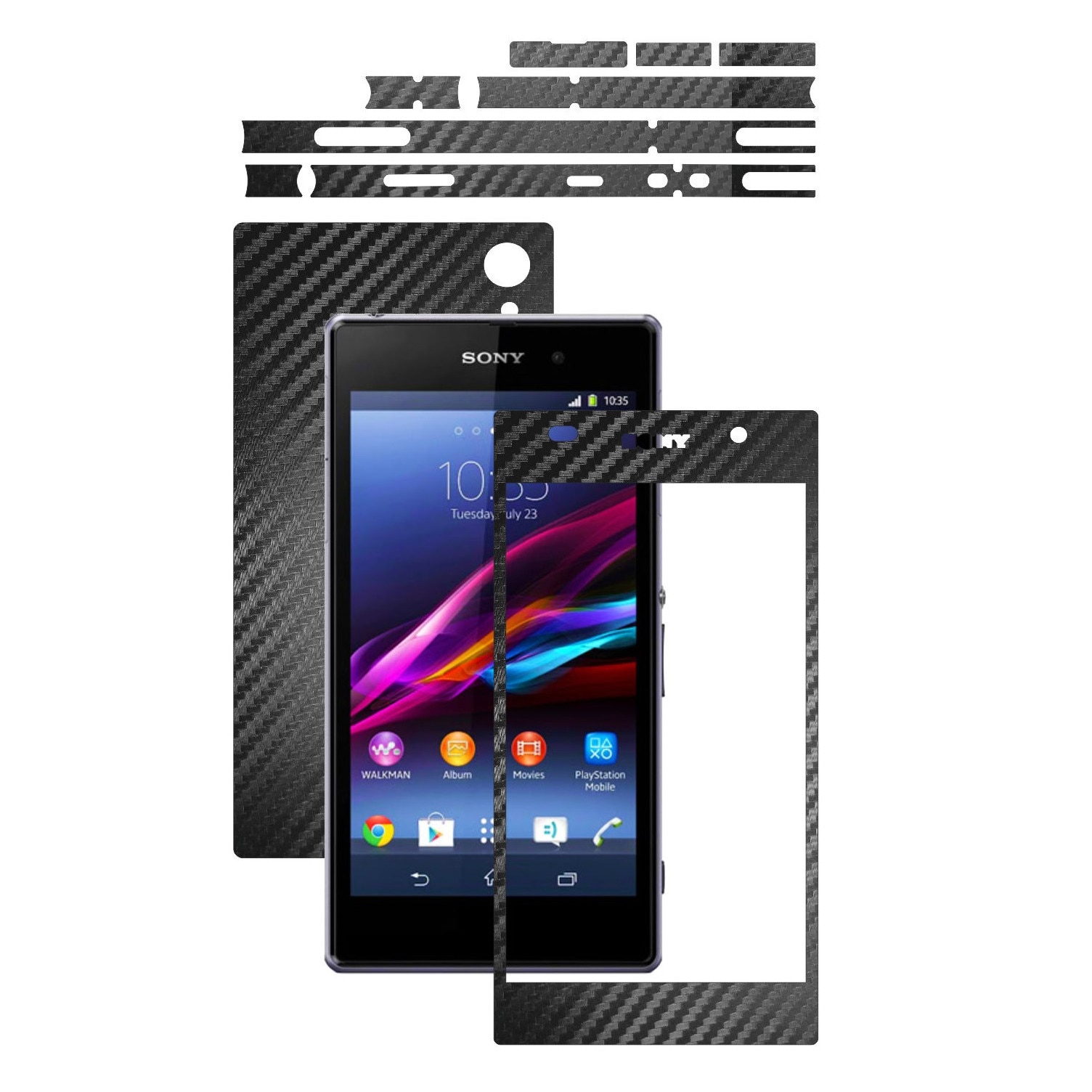 Folie de protectie Carbon Skinz, Husa de tip Skin Adeziv pentru Carcasa, Carbon Negru dedicata Sony Xperia Z1