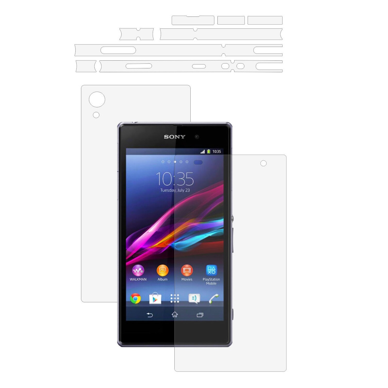 Folie Protectie Full Body Invisible Skinz Ultra-Clear HD, Husa Transparenta de tip Skin Adeziv pentru Carcasa si Ecran, dedicata Sony Xperia Z1