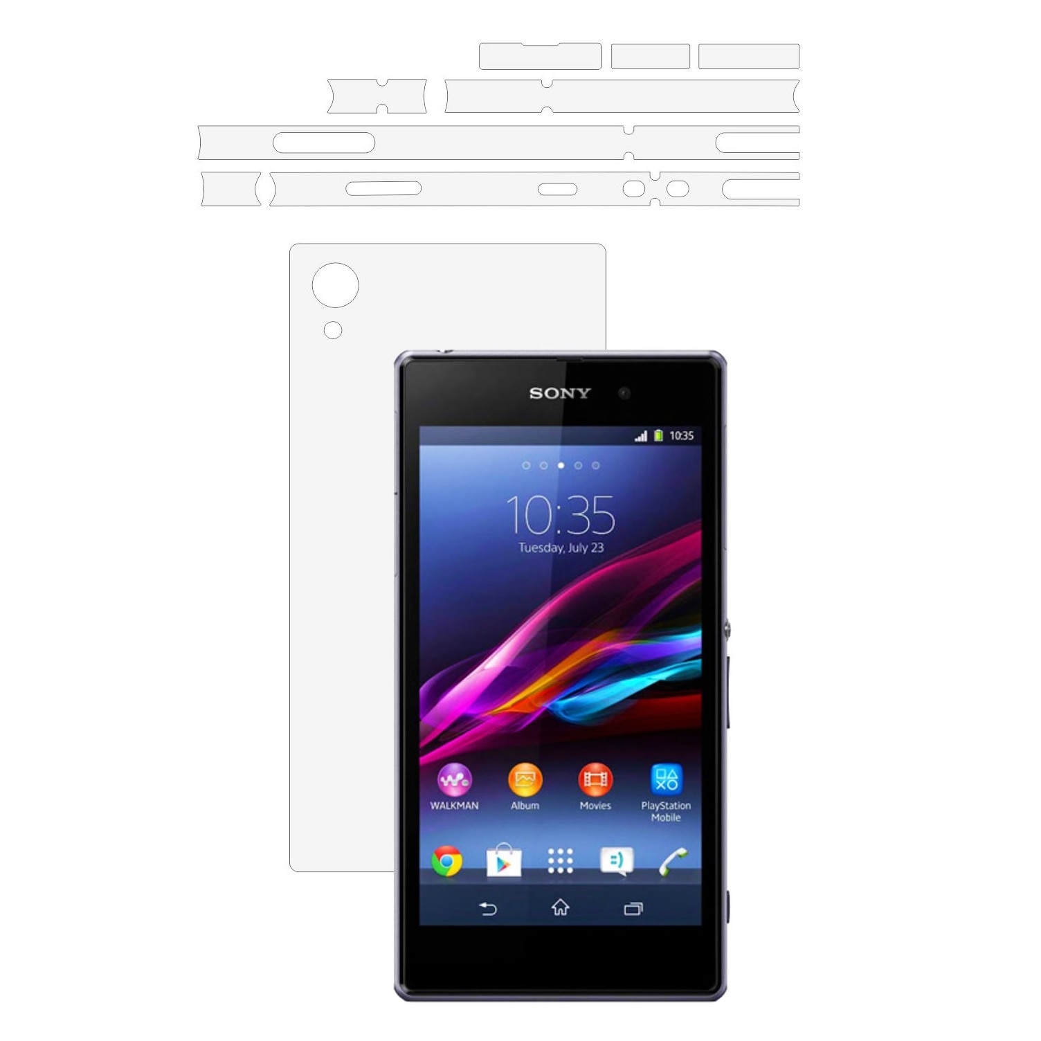 Folie Protectie Invisible Skinz Ultra-Clear AutoRegeneranta, Husa Transparenta de tip Skin Adeziv pentru Carcasa si Laterale, dedicata Sony Xperia Z1