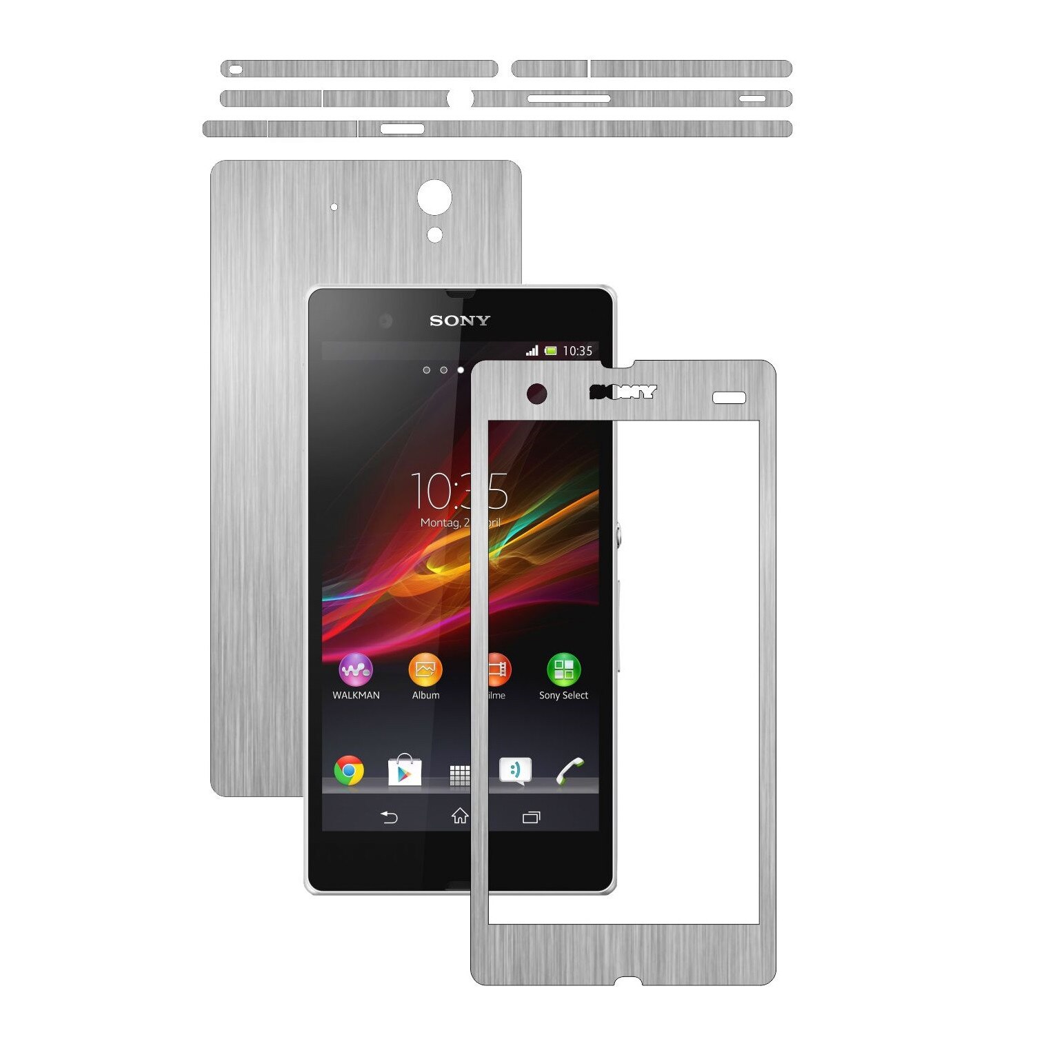 Folie de protectie Carbon Skinz, Husa de tip Skin Adeziv pentru Carcasa, Brushed Argintiu dedicata Sony Xperia Z