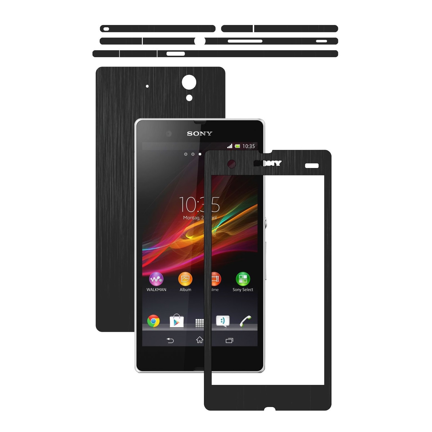 Folie de protectie Carbon Skinz, Husa de tip Skin Adeziv pentru Carcasa, Brushed Negru dedicata Sony Xperia Z