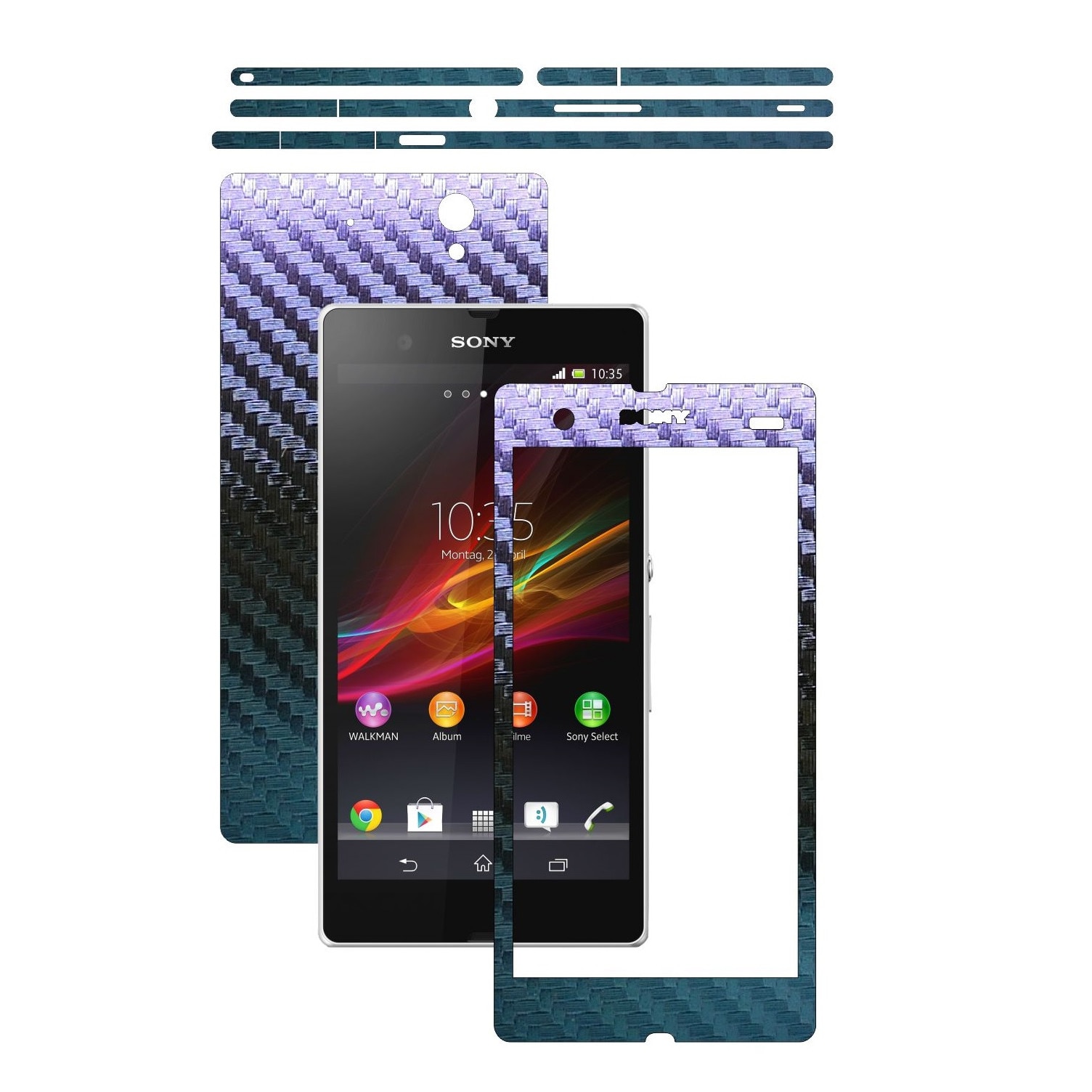 Folie de protectie Carbon Skinz, Husa de tip Skin Adeziv pentru Carcasa, Carbon Cameleon dedicata Sony Xperia Z